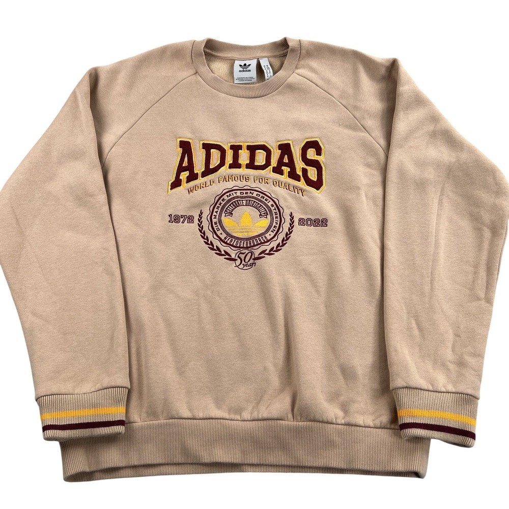 Adidas Originals 50th Anniversary Crewneck Sweatshirt M Tan Men Collegiate Logo